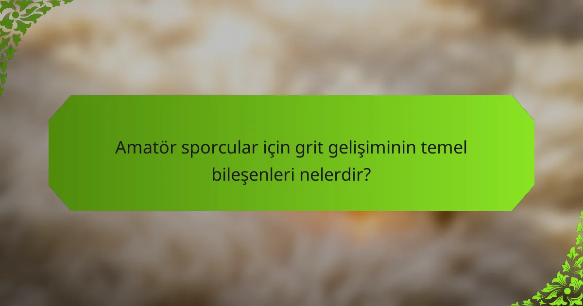 Amatör sporcular için grit gelişiminin temel bileşenleri nelerdir?