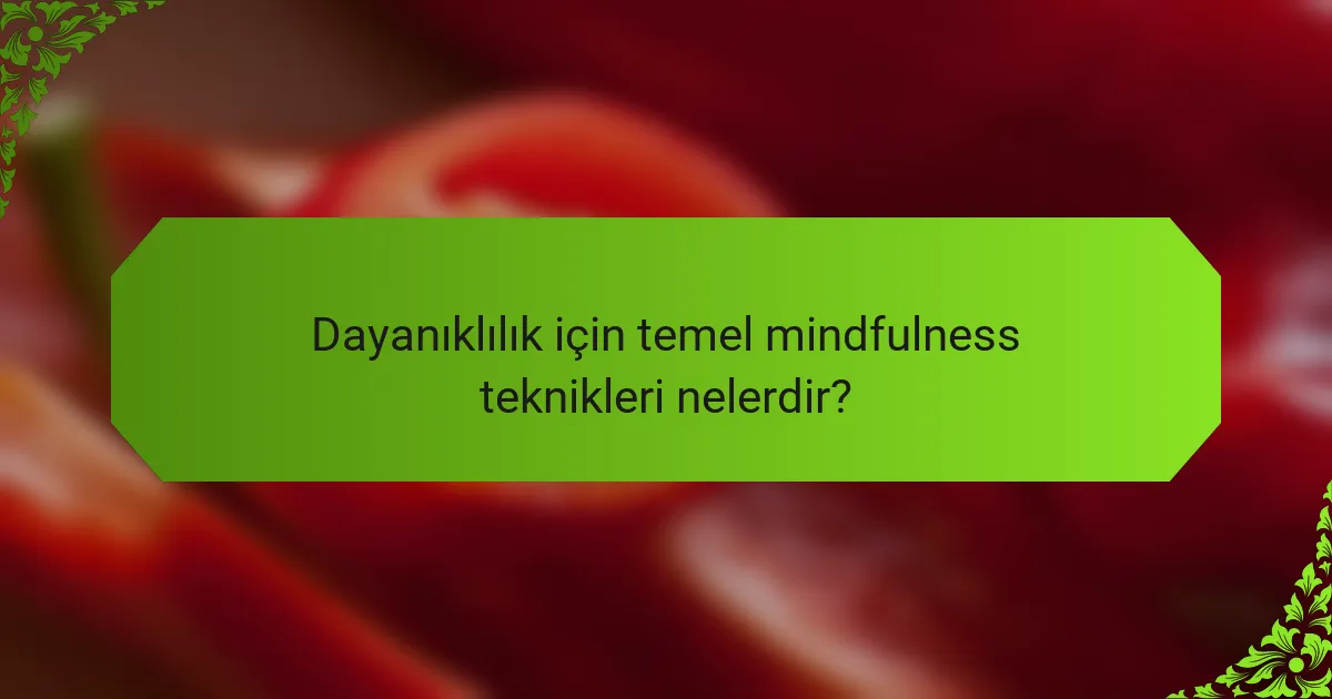 Dayanıklılık için temel mindfulness teknikleri nelerdir?